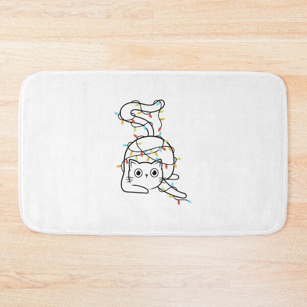 Item preview, Cat tangled in Christmas lights design designed and sold by Dominika Farkašová.