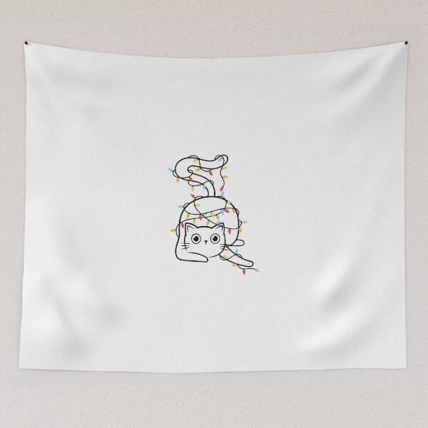Item preview, Cat tangled in Christmas lights design designed and sold by Dominika Farkašová.