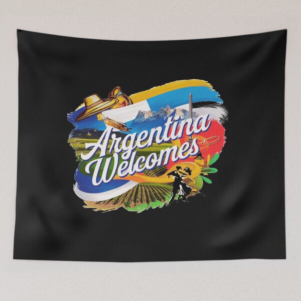 Item preview, Argentina Walcomes Flag Map designed and sold by AnimalsDH305.