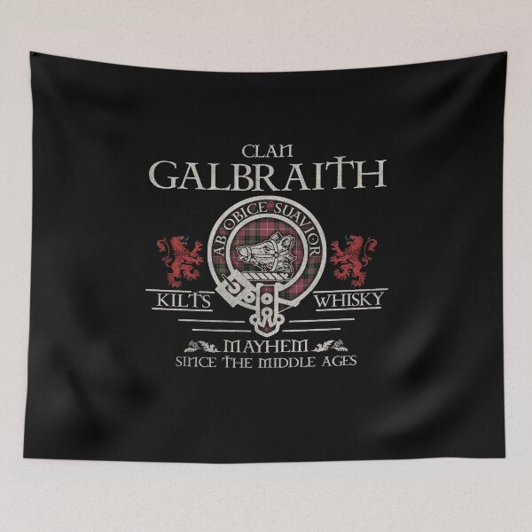 Item preview, Clan Galbraith Maroon tartan crest family reunion Highland Games designed and sold by Clan1093.