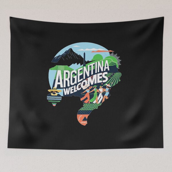 Item preview, Argentina Walcomes Flag Map designed and sold by AnimalsDH305.