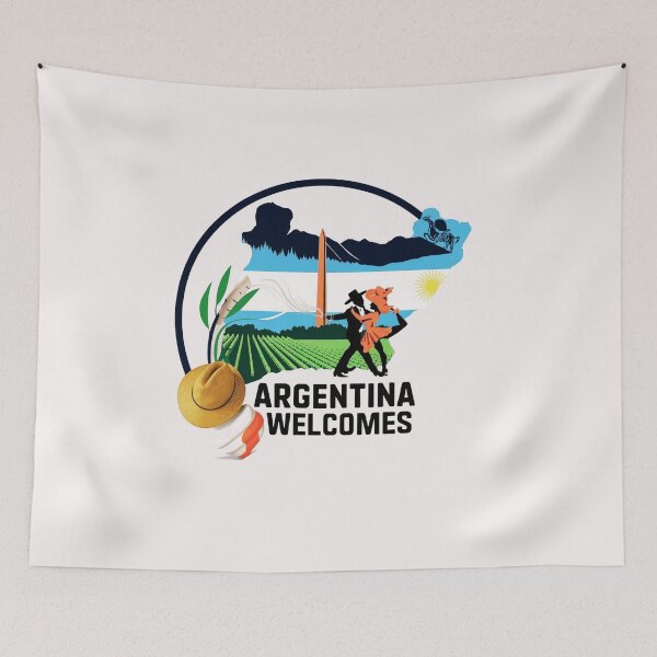 Item preview,  Argentina Walcomes Flag Map designed and sold by AnimalsDH305.