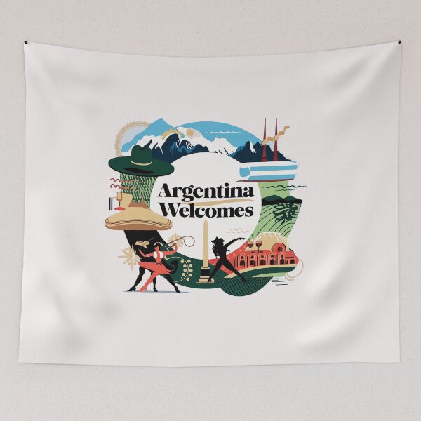 Item preview, Argentina Walcomes Flag Map designed and sold by AnimalsDH305.