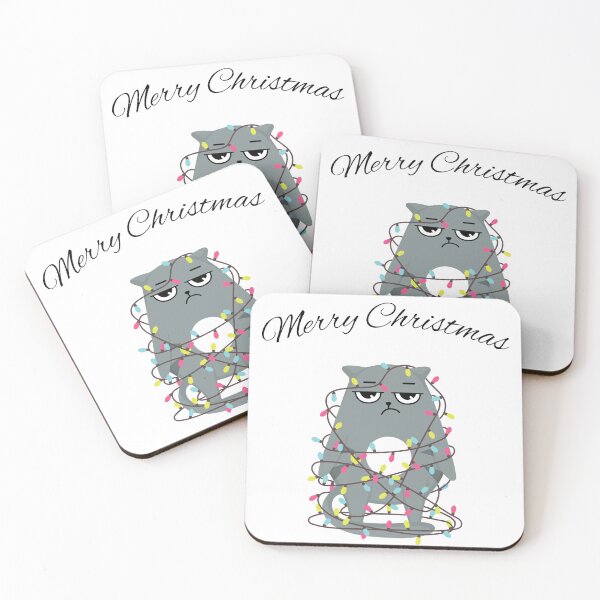 Item preview, Merry Christmas Angry Cat tangled in Christmas lights design designed and sold by Dominika Farkašová.