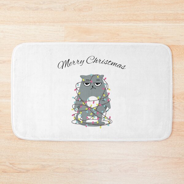 Item preview, Merry Christmas Angry Cat tangled in Christmas lights design designed and sold by Dominika Farkašová.