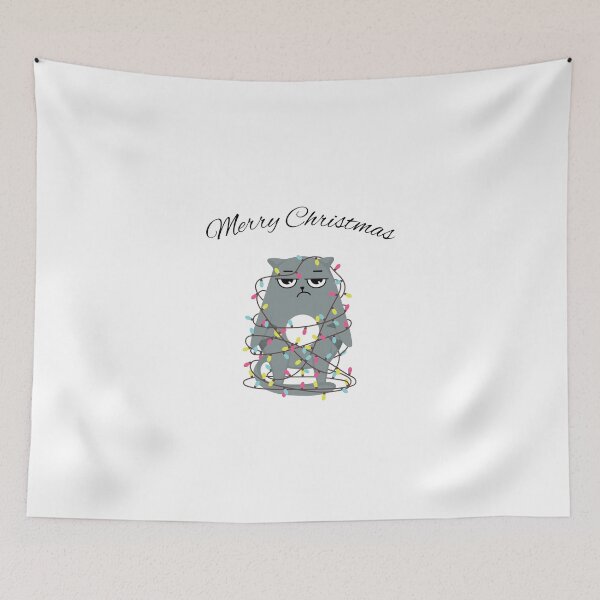 Item preview, Merry Christmas Angry Cat tangled in Christmas lights design designed and sold by Dominika Farkašová.