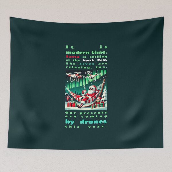 Item preview, Santa Chilling with Drone-Delivered Gifts, Unique designed and sold by villacreativa.