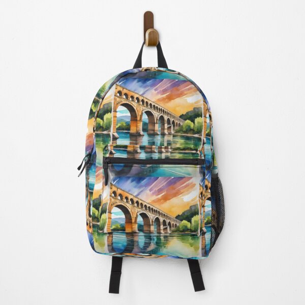 Item preview, Scenic Watercolour Arched Bridge at Sunset designed and sold by RaiyaTees.