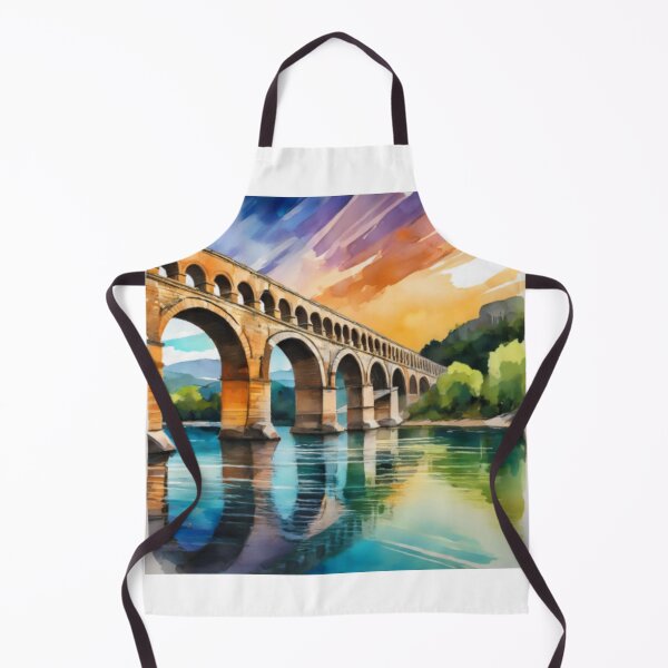 Item preview, Scenic Watercolour Arched Bridge at Sunset designed and sold by RaiyaTees.
