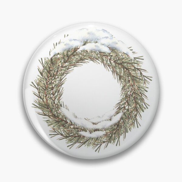 Item preview, Snowy Christmas spruce branch wreath evergreen winter plant. Watercolor illustration designed and sold by BartolArt.