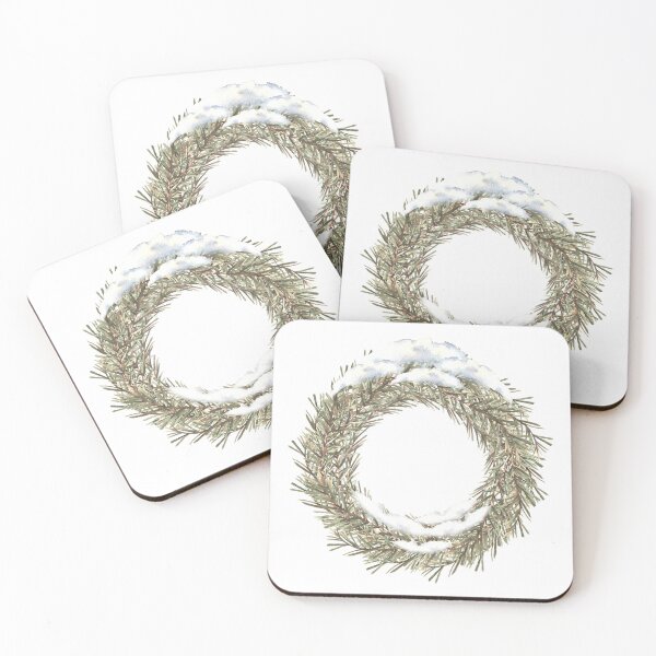 Item preview, Snowy Christmas spruce branch wreath evergreen winter plant. Watercolor illustration designed and sold by BartolArt.