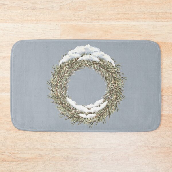 Item preview, Snowy Christmas spruce branch wreath evergreen winter plant. Watercolor illustration designed and sold by BartolArt.