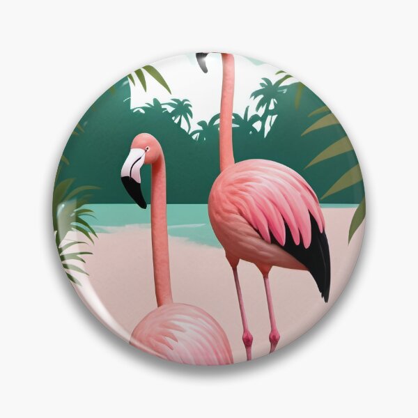 Item preview, Tropical Flamingo Paradise, Exotic Beach Vibes, Pink Flamingo Pastel Nature Illustration, Summer Wildlife Vacation Island Poster designed and sold by Kintsugi99.