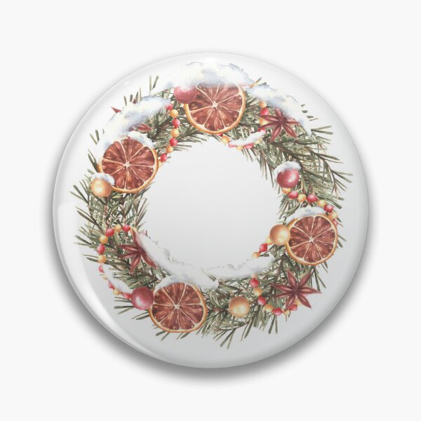 Item preview, Snowy Christmas spruce branch wreath vintage decorated . Watercolor illustration designed and sold by BartolArt.