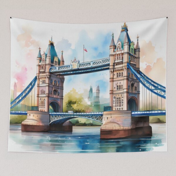 Item preview, Tower Bridge London Watercolour Illustration designed and sold by RaiyaTees.