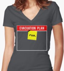 Evacuation plan-Run! Women's Fitted V-Neck T-Shirt