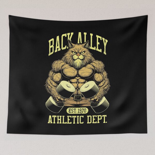 Item preview, Gym Cat Lover Funny Back Alley Training Bodybuilder Fitness designed and sold by GrandeDuc.