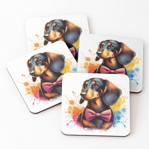 Item preview, A beautiful Dachshund dog with a bow tie on a colorful background designed and sold by Marcoshop10.