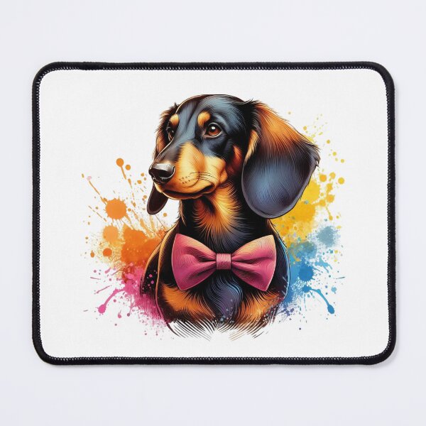 Item preview, A beautiful Dachshund dog with a bow tie on a colorful background designed and sold by Marcoshop10.
