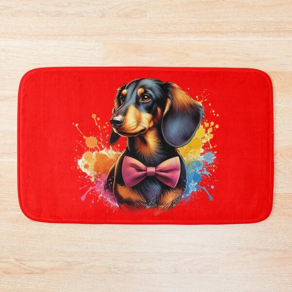 Item preview, A beautiful Dachshund dog with a bow tie on a colorful background designed and sold by Marcoshop10.