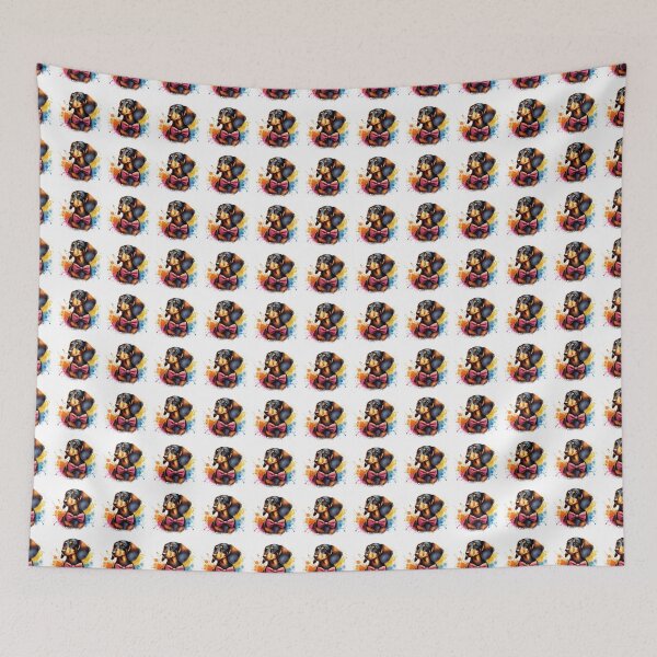 Item preview, A beautiful Dachshund dog with a bow tie on a colorful background designed and sold by Marcoshop10.