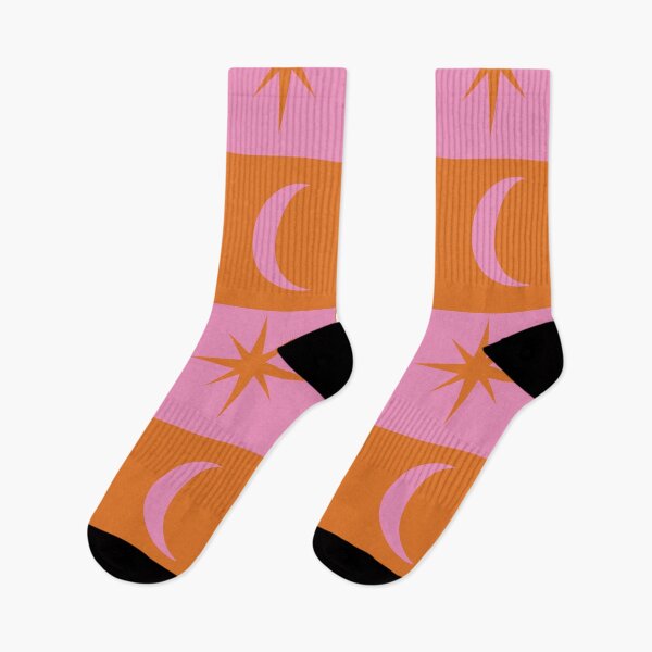 Item preview, Checkered Pink and Orange Crescent Moon and Stars Pattern  designed and sold by Yasminepatterns .
