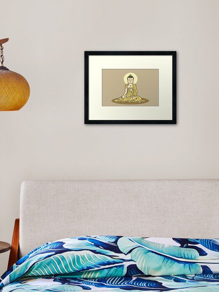 Thumbnail 1 of 7, Framed Art Print, Golden Serenity Buddha designed and sold by Buddhismdotnet.