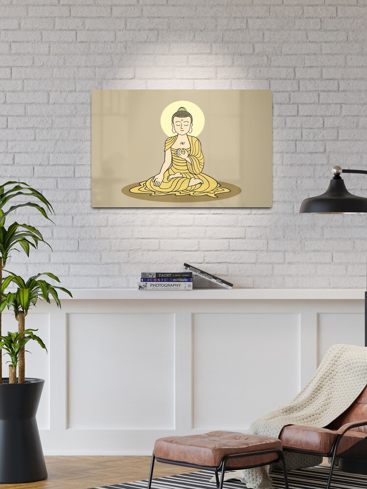 Thumbnail 1 of 4, Metal Print, Golden Serenity Buddha designed and sold by Buddhismdotnet.