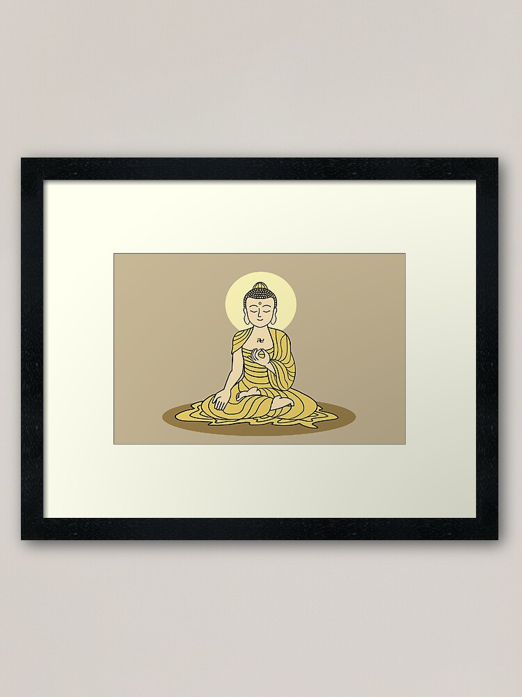 Thumbnail 2 of 7, Framed Art Print, Golden Serenity Buddha designed and sold by Buddhismdotnet.