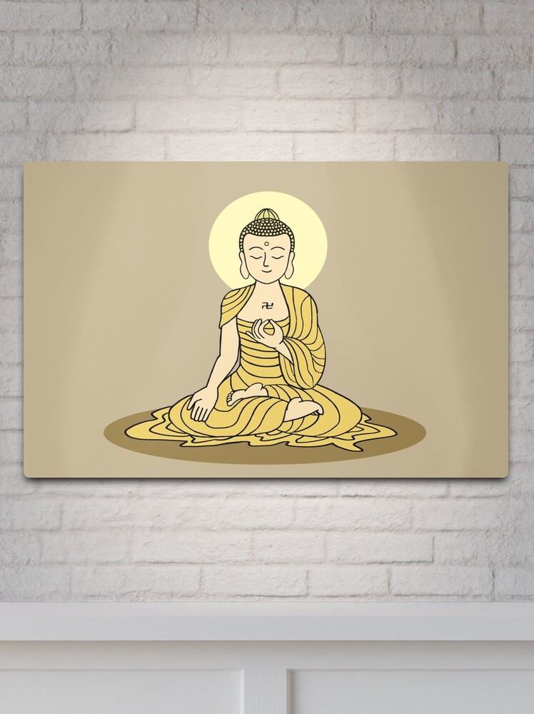Thumbnail 2 of 4, Metal Print, Golden Serenity Buddha designed and sold by Buddhismdotnet.