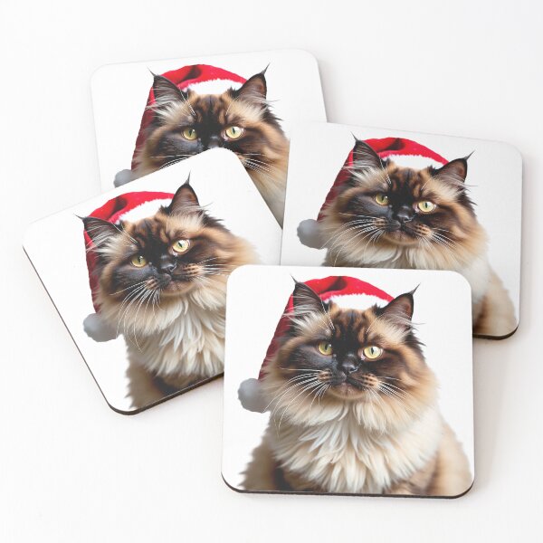 Item preview, Funny Himalayan cat wearing Christmas hat designed and sold by LazyOwlStore.