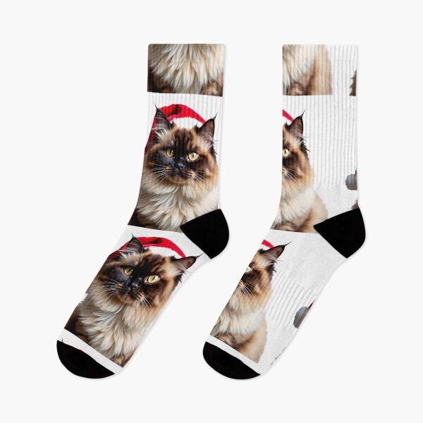 Item preview, Funny Himalayan cat wearing Christmas hat designed and sold by LazyOwlStore.