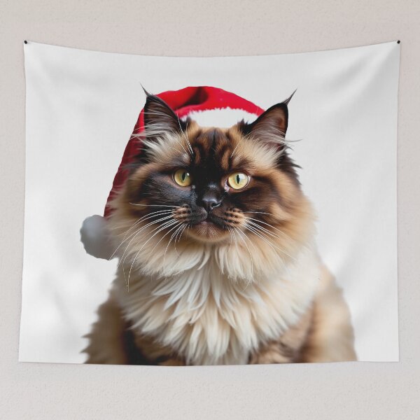 Item preview, Funny Himalayan cat wearing Christmas hat designed and sold by LazyOwlStore.