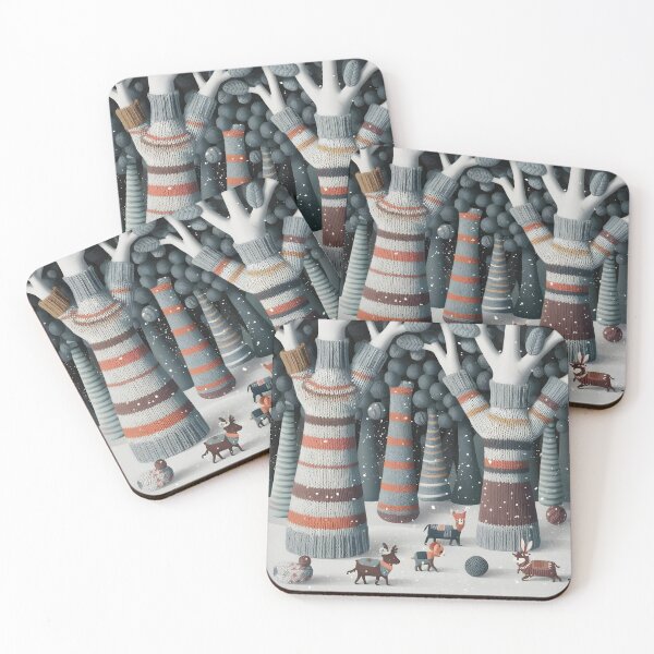 Item preview, Knitted Forest with Cozy Animals in Sweaters designed and sold by ZetaDream.