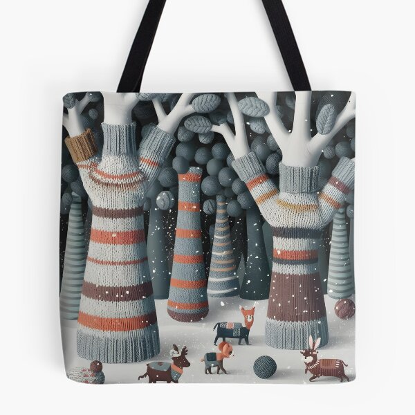 Item preview, Knitted Forest with Cozy Animals in Sweaters designed and sold by ZetaDream.
