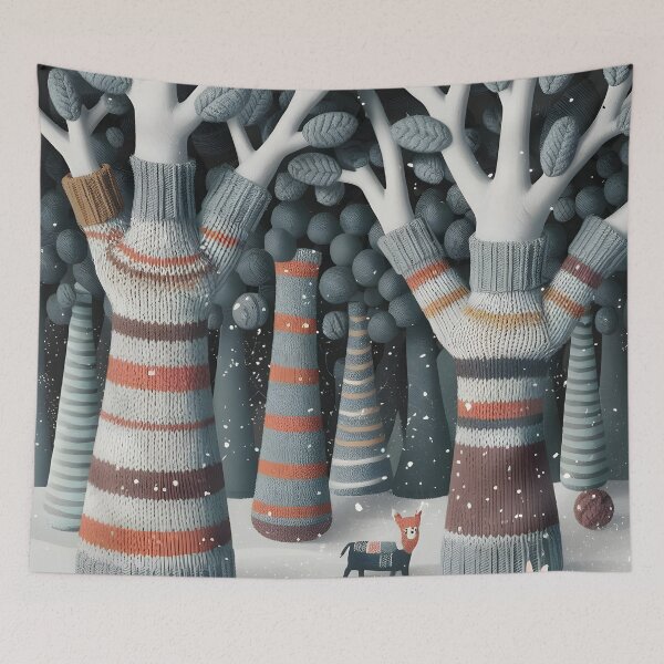 Item preview, Knitted Forest with Cozy Animals in Sweaters designed and sold by ZetaDream.