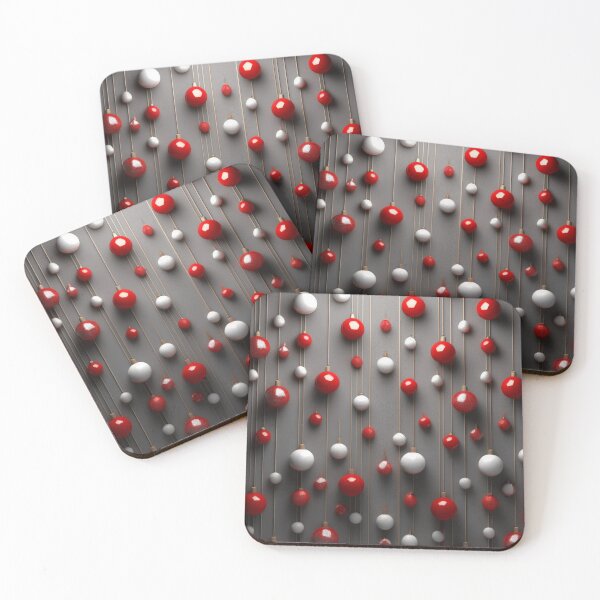 Item preview, Christmas decorations - minimalist, opalescent baubles and Christmas tree stars/ white, red. designed and sold by My-fake-places.