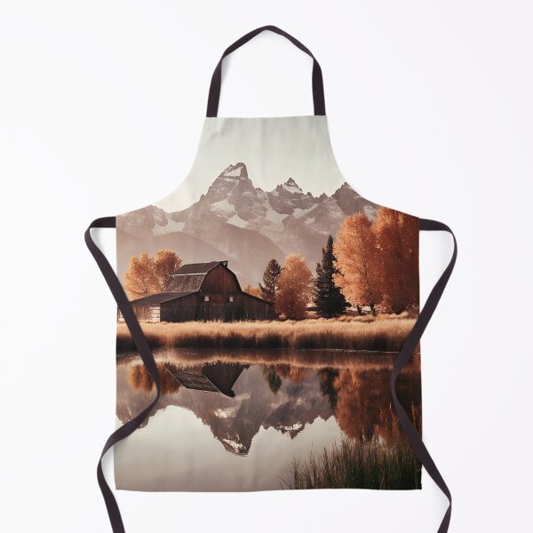 Item preview, A rustic barn reflects on a serene lake, surrounded by autumn trees and majestic mountain peaks. designed and sold by PholPol1959.