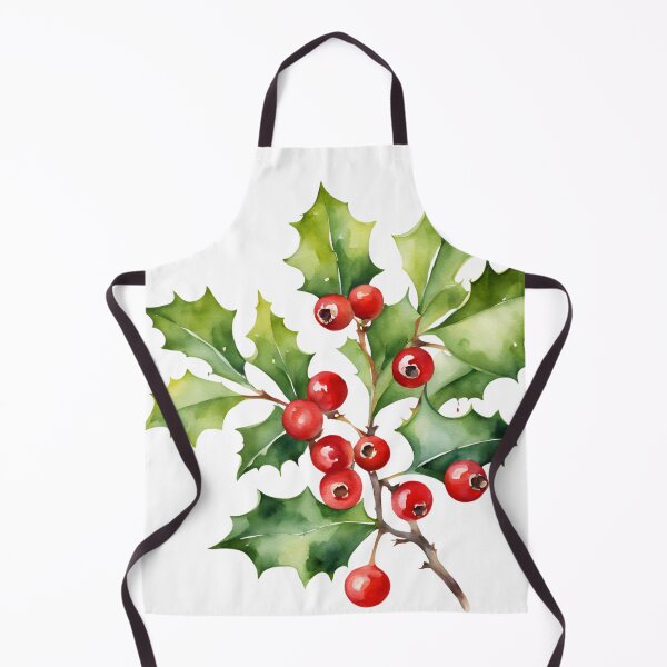 Item preview, Holly Watercolor Minimalist Florals Pattern Green Red ,Christmas Romantic Elegant Pattern designed and sold by KolorellaS.