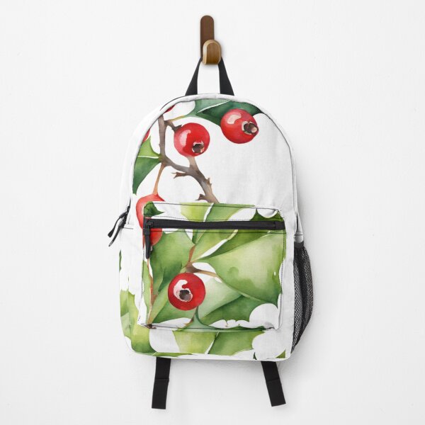 Item preview, Holly Watercolor Minimalist Florals Pattern Green Red ,Christmas Romantic Elegant Pattern designed and sold by KolorellaS.