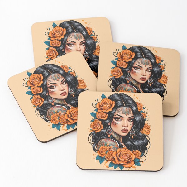 Artikelvorschau, Böhmisches tätowiertes Latina Chola Retro-Vintage-Blumendesign entworfen und verkauft von BorgSpareParts.