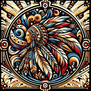 Artwork thumbnail, Native American Man Design by Cveti Dinkova