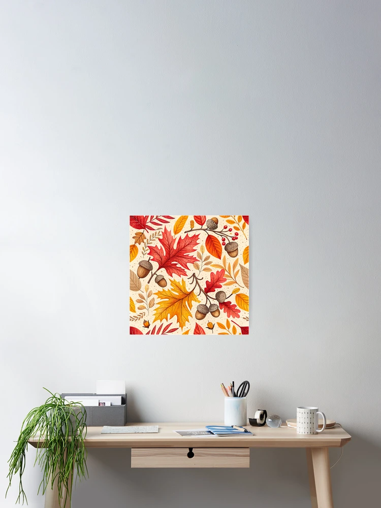 Thumbnail 2 of 3, Poster, Autumn Harmony: A Colorful Fall Pattern designed and sold by Paper Punch Press.