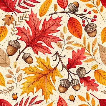 Artwork thumbnail, Autumn Harmony: A Colorful Fall Pattern by Paper Punch Press