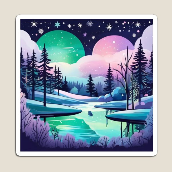 Aperçu de l'œuvre L'hiver inspiré des aurores boréales créée et vendue par Cookbeat.
