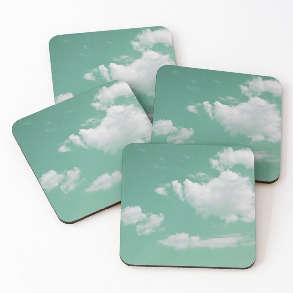 Item preview, White fluffy clouds on green sky background designed and sold by by-jwp.