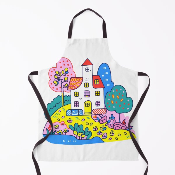 Item preview, Cute doodle house with mountian and trees designed and sold by xiao xuans.
