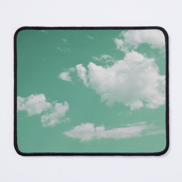 Item preview, White fluffy clouds on green sky background designed and sold by by-jwp.