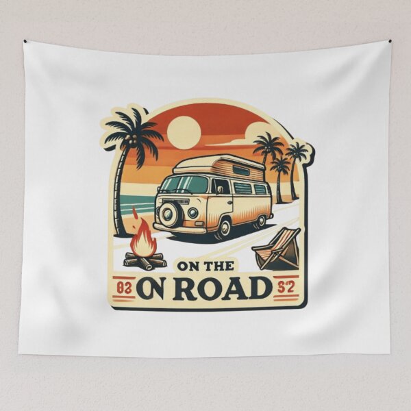 Item preview, On The Road Retro Minibus Sticker designed and sold by ArtQueen777.
