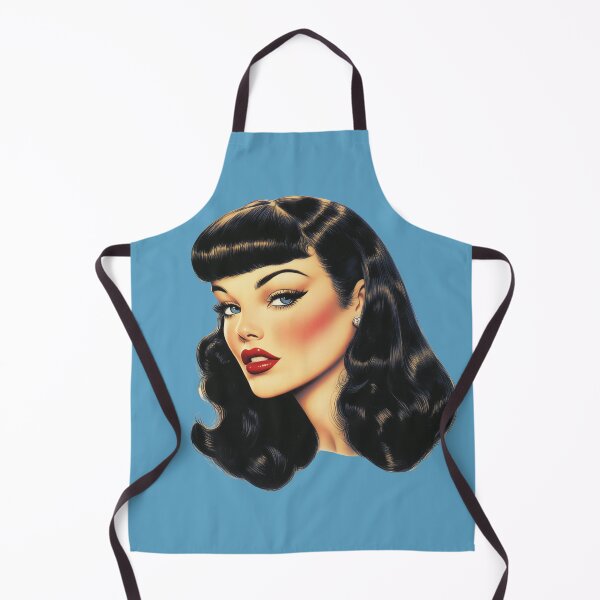 Item preview, bettie page style 1950s pinup girl blue eyes red lips designed and sold by Alyn8.